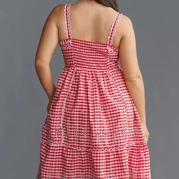 Anthropologie Sleeveless Sweetheart Gingham Midi Dress - Picture 5 of 11